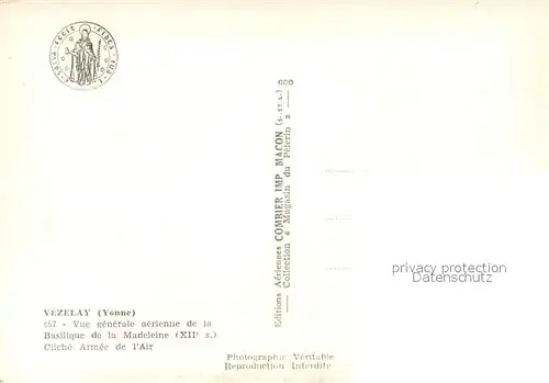 Vezelay Vue generale aerienne de la Basilique de la Madeleine  Vezelay