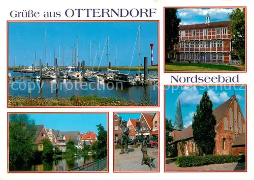 Otterndorf_Niederelbe Yachthafen Teilansichten Skulptur Kirche Otterndorf Niederelbe