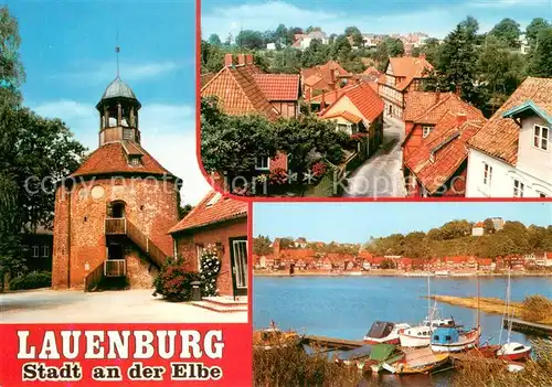 Lauenburg_Elbe Schlossturm Ortsansicht Fischerhafen Lauenburg Elbe