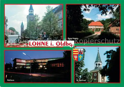 Lohne_Oldenburg Wochenmarkt Rathaus Burg Hopen St Gertrud Lohne Oldenburg
