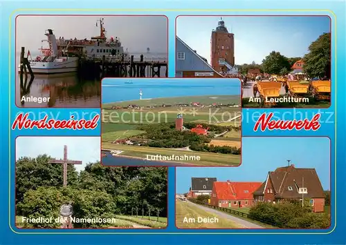 Insel_Neuwerk Anleger Am Leuchtturm Friedhof der Namenlosen Am Deich Fliegeraufnahme Insel Neuwerk