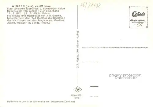 Winsen_Luhe Relieftafeln am Eckermann Denkmal Winsen Luhe