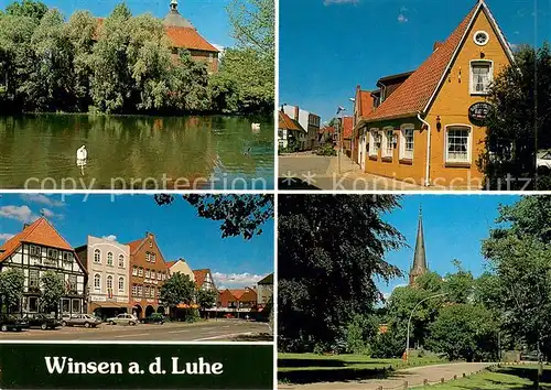 Winsen_Luhe Teichpartie Gasthaus Geschaeftshaeuser Kirche Park Winsen Luhe