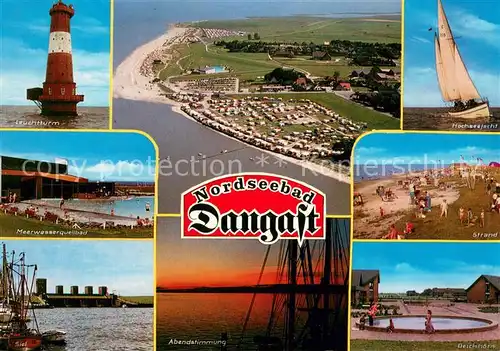 Dangast_Nordseebad Leuchtturm Meerwasserquellbad Siel Fliegeraufnahme Abendstimmung Hochseejacht Strand Deichhoern Dangast_Nordseebad