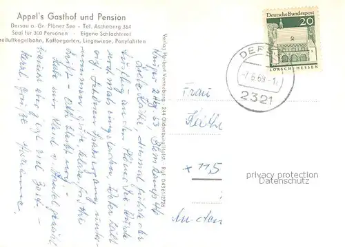 Dersau Appels Gasthof Motorboot Saal Strand Gaststube Kaffeegarten Panorama Dersau