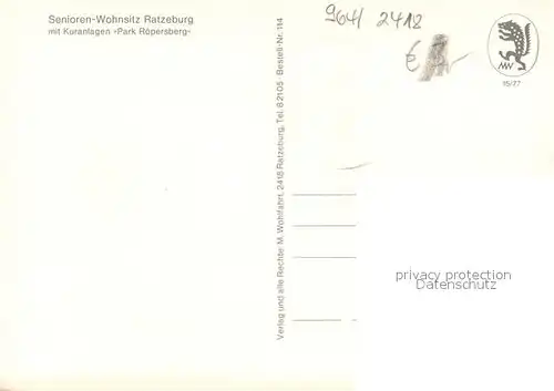 Ratzeburg Senioren Wohnsitz Ratzeburg mit Kuranlagen Park Roepersberg Ratzeburg