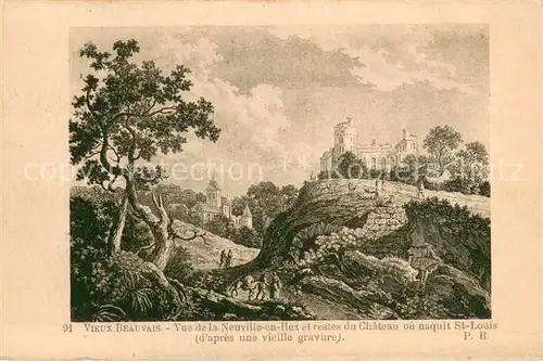 Beauvais_60 Vue de la Neuville en Hez et restes du Chateau ou naquit St Louis 