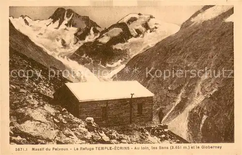 Saint Christophe en Oisans Massif du Pelvoux Le Refuge Temple Ecrins Au loin les Bans et le Globerney Saint Christophe en Oisans
