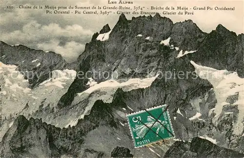 La_Meije Chaine de la Meije prise du Sommet de la Grande Ruine Breche de la Meije Grand Pic Occidental La_Meije