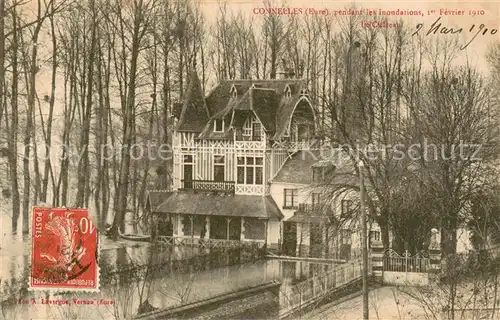 Connelles pendant les inondations Le Chateau Connelles