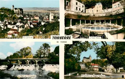 Tonnerre Vue generale La Fosse Dionne Le Pont sur Armancon Perspective sur lEglise St Pierre Tonnerre