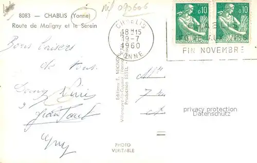 Chablis Route de Maligny et le Serein Chablis