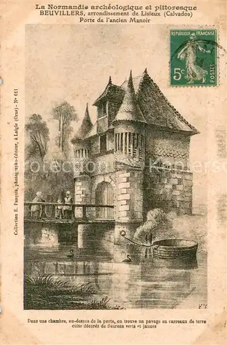 Beuvillers_Calvados Porte de l ancien Manoir Dessin Kuenstlerkarte Beuvillers_Calvados