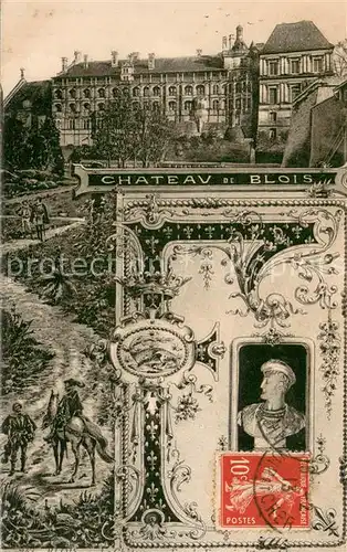 Blois_41 Chateau Dessin Kuenstlerkarte 