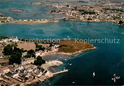 AK / Ansichtskarte Plouhinec_Finistere Le passage sur la riviere dEtel et le pont Lorois Vue aerienne Plouhinec_Finistere