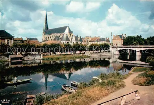 AK / Ansichtskarte Nemours_Seine et Marne Abside de lEglise St Jean Baptiste et le grand pont sur le Loing Nemours Seine et Marne