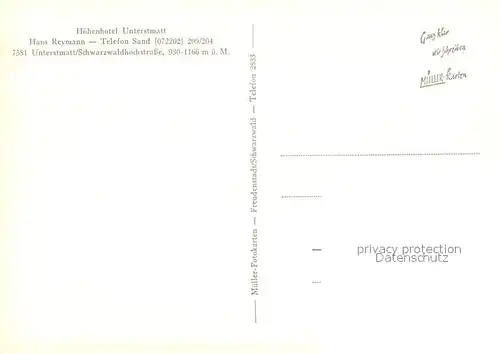 AK / Ansichtskarte Unterstmatt Hoehenhotel Unterstmatt  Unterstmatt