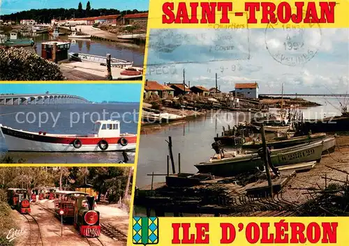 AK / Ansichtskarte Saint Trojan Le port Le viaduc Oleron Continent Le petit train touristique Le chenal Saint Trojan