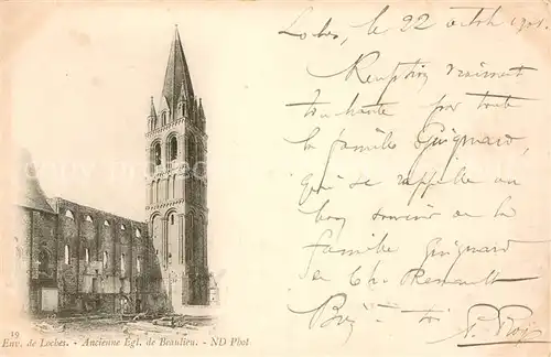 AK / Ansichtskarte Loches_Indre_et_Loire Ancienne Eglise de Beaulieu Loches_Indre_et_Loire