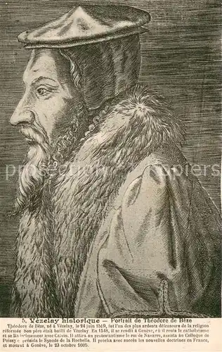 AK / Ansichtskarte Vezelay La ville historique Portrait de Theodore de Beze Dessin Kuenstlerkarte Vezelay
