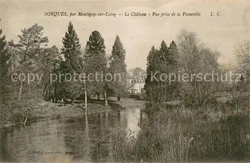 AK / Ansichtskarte Montigny sur Loing Plaine de Sorques Chateau vue prise de la passerelle Montigny sur Loing