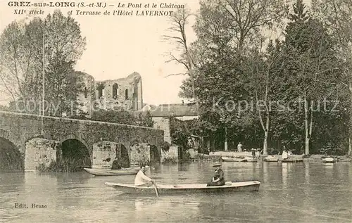 AK / Ansichtskarte Grez sur Loing Le pont et le chateau Terrasse de l Hotel La Vernot Grez sur Loing