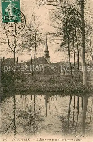 AK / Ansichtskarte Saint Prest Eglise vue prise de la Riviere d Eure Saint Prest