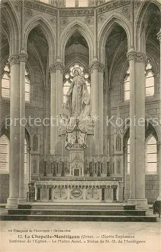 AK / Ansichtskarte La_Chapelle Montligeon Oeuvre Expiatoire Interieur de lEglise Le Maitre Autel Statue de ND de Montligeon La_Chapelle Montligeon