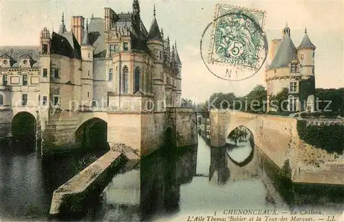 AK / Ansichtskarte Chenonceaux_Indre_et_Loire Le Chateau lAile Thomas Bobier et la Tour des Marques Chenonceaux_Indre