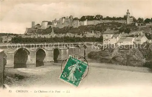 AK / Ansichtskarte Chinon_Indre_et_Loire Le Chateau et le Pont Chinon_Indre_et_Loire