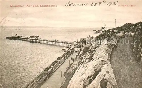 AK / Ansichtskarte Swansea Mumbles pier and Lighthouse Swansea