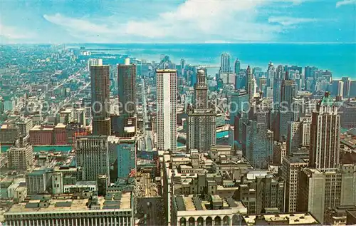 AK / Ansichtskarte Chicago_Illinois Aerial View of State Street and Chicago Skyline 