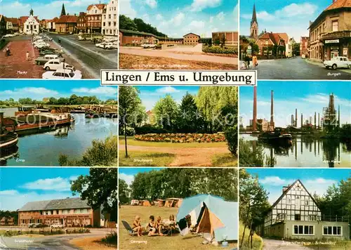 AK / Ansichtskarte Lingen_Ems Markt Windhorst Haus Burgstr Emspartie Schlosspark Am Kanal Waldhotel Camping Jugendherberge Lingen_Ems