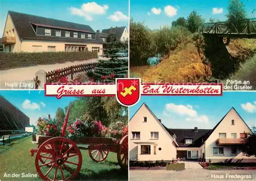 AK / Ansichtskarte Bad_Westernkotten Haus Luenig Partie an der Giseler An der Saline Haus Fredegras Bad_Westernkotten