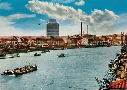 AK / Ansichtskarte Ludwigshafen_Rhein BASF Hochhaus Rheinpartie Ludwigshafen Rhein