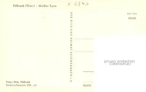 AK / Ansichtskarte Poessneck Weisser Turm Poessneck