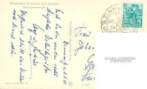 AK / Ansichtskarte Zinnowitz_Ostseebad Strandpromenade Zinnowitz_Ostseebad