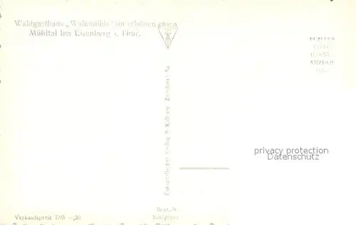 AK / Ansichtskarte Eisenberg_Thueringen Waldgasthaus Walkmuehle im Muehltal Eisenberg Thueringen
