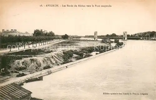 AK / Ansichtskarte Avignon_Vaucluse Les bords du Rhone vers le pont suspendu Avignon Vaucluse