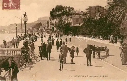 AK / Ansichtskarte Menton_Alpes_Maritimes Promenade du Midi Menton_Alpes_Maritimes