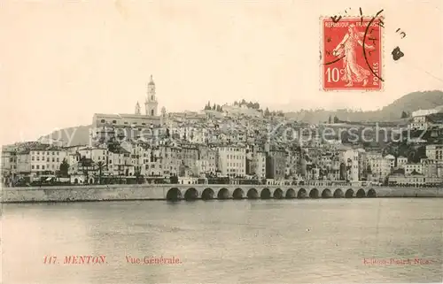 AK / Ansichtskarte Menton_Alpes_Maritimes Vue de la mer Cote d Azur Menton_Alpes_Maritimes