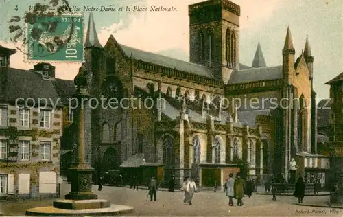 AK / Ansichtskarte Vire_Calvados Eglise Notre Dame et Place Nationale Vire Calvados