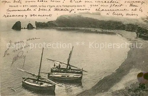 AK / Ansichtskarte Agde Cap d Agde et la telegraphie sans fil Plage Bateaux Agde