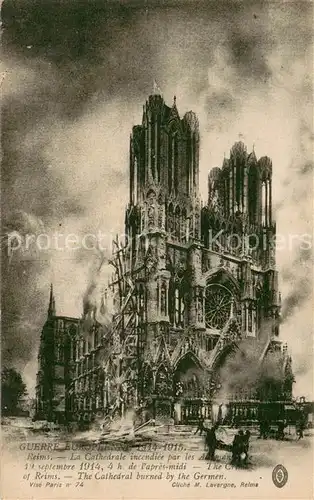 AK / Ansichtskarte Reims_Champagne_Ardenne Guerre Europeenne 1914 15 Cathedrale incendiee par les Allemands Reims_Champagne_Ardenne