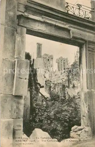 AK / Ansichtskarte Reims_Champagne_Ardenne La cathedrale Rue Chanzy Ruines Grande Guerre Truemmer 1. Weltkrieg Reims_Champagne_Ardenne
