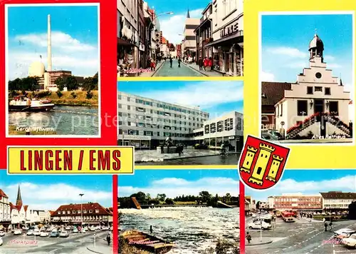 AK / Ansichtskarte Lingen_Ems Neues Rathaus Altes Rathaus Hallenbad Dortmund Ems Kanal Kernkraftwerk Marktplatz Hanekenfahr Lingen_Ems