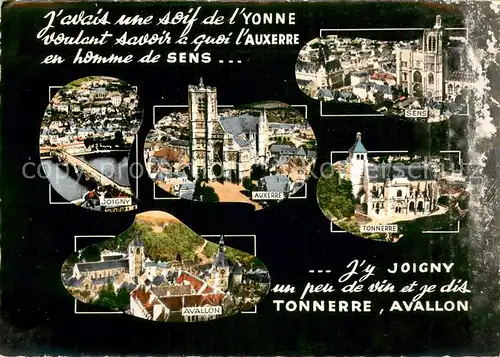 AK / Ansichtskarte Joigny_Yonne avec Auxerre Sens Tonnerre Avallon  Joigny Yonne