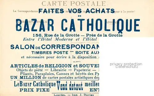 AK / Ansichtskarte Loudes Monseigneur Schoepfer gardien du Sanctuaire Bazar Catholique Loudes