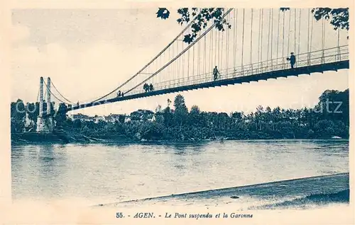 AK / Ansichtskarte Agen_Lot_et_Garonne Pont suspendu et la Garonne Agen_Lot_et_Garonne