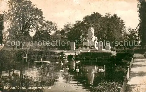 AK / Ansichtskarte Ehingen_Donau Kriegerdenkmal Schwanenteich Ehingen Donau